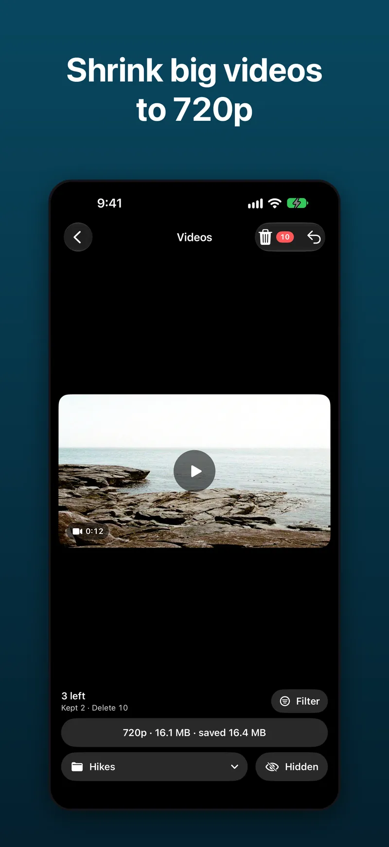 Screenshot: compressing a video to 720p
