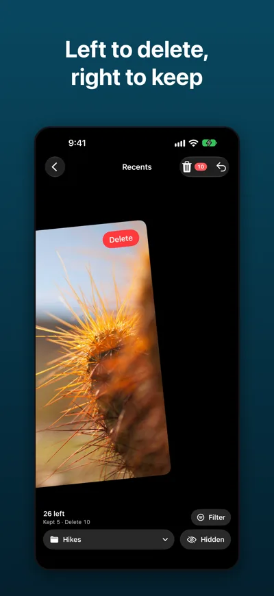 Best Photo Cleaner screenshot: Swipe to keep or delete